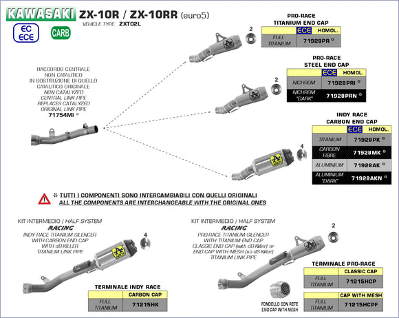 Kawasaki ZX-10RR Half system racing - Pro-Race titanium silencer + titanium link pipe