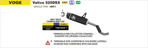 Voge Valico 525DSX Indy Race aluminium "Dark" silencer with carby end cap
