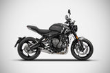 TRIUMPH TRIDENT 660 (21-23) ZARD STAINLESS STEEL FULL EXHAUST SYSTEM (REMOVABLE BAFFLE) CARBON END CAP