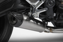 CLEARANCE - TRIUMPH TRIDENT 660 (21-23) ZARD STAINLESS STEEL FULL EXHAUST SYSTEM (REMOVABLE BAFFLE) CARBON END CAP - 0