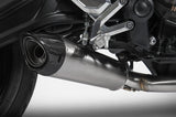 TRIUMPH TRIDENT 660 (21-23) ZARD STAINLESS STEEL FULL EXHAUST SYSTEM (REMOVABLE BAFFLE) CARBON END CAP