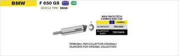 BMW F 650 GS Maxi Race-Tech Approved aluminium silencer with carby end cap - 0