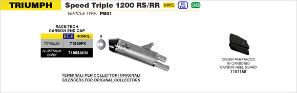 Triumph SPEED TRIPLE 1200 RS/RR Race-Tech aluminium "Dark" silencer with carby end cap