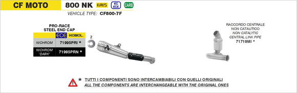 CF Moto 800 NK Non catalized mid-pipe