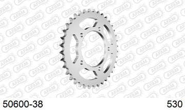 Ducati 500 LD / SL Pantah 1979-1979 - AFAM Rear Sprocket, 530 (OE Pitch), Steel - 38T (orig size) - 50600-38 - P3 Tuning