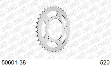 Ducati 851 Sport / SP1 1988-1989 - AFAM Rear Sprocket, 520 (OE Pitch), Steel - 38T (orig size) - 50601-38 - P3 Tuning