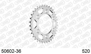 Ducati Monster 750 1996-1998 - AFAM Rear Sprocket, 520 (OE Pitch), Steel - 36T, 98 links reqd - 50602-36 - P3 Tuning