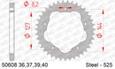 Ducati 848 Evo / Corse 2010-2013 - AFAM Rear Sprocket, 525 conversion, Steel PCD2 - 39T (orig size), fits PCD2 - 50608-39 - P3 Tuning