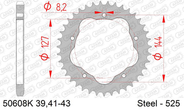 Ducati 848 Streetfighter 2012-2015 - AFAM Rear Sprocket, 525 conversion, Steel PCD2 - 41T, 104 links reqd, fits PCD2 - 50608K-41 - P3 Tuning