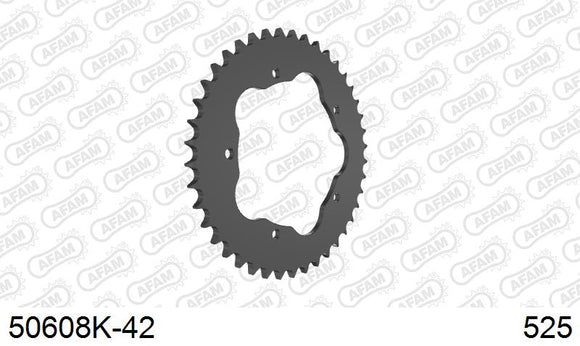 Ducati Monster 1000 S2R 2006-2008 - AFAM Rear Sprocket, 525 conversion, Steel PCD2 - 42T, 106 links reqd, fits PCD2 - 50608K-42 - P3 Tuning