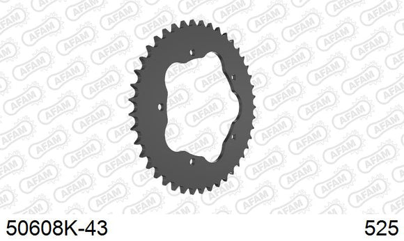 Ducati Hyperstrada 939 2016-2016 - AFAM Rear Sprocket, 525 conversion, Steel PCD2 - 43T (orig size), fits PCD2 - 50608K-43 - P3 Tuning
