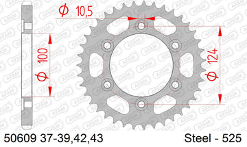 Ducati 992 ST3 ABS 2006-2007 - AFAM Rear Sprocket, 525 (OE Pitch), Steel - 39T, 102 links reqd - 50609-39 - P3 Tuning