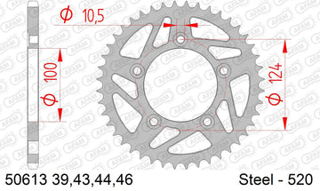 Ducati Scrambler 1100 / Pro / Sport / Dark 2022-2023 - AFAM Rear Sprocket, 520 (OE Pitch), Steel - 43T, 108 links reqd, fits Dark Pro,Sport Pro - 50613-43 - P3 Tuning