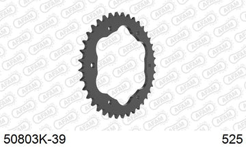 Ducati Monster 1200 / S 2019-2020 - AFAM Rear Sprocket, 525 conversion, Steel PCD4 - 39T, 108 links reqd, fits PCD4,S PCD4 - 50803K-39 - P3 Tuning
