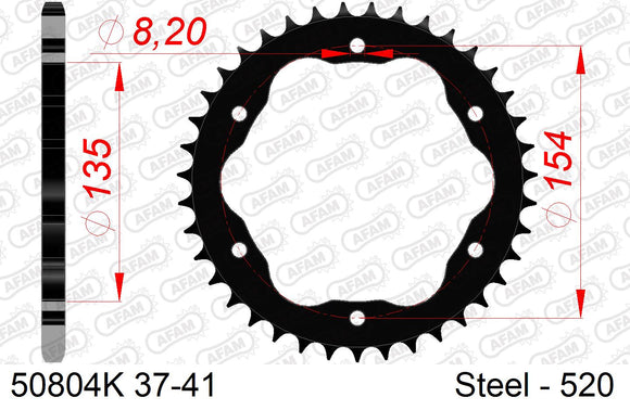 Ducati 1199 Panigale 2013-2015 - AFAM Rear Sprocket, 520 conversion, Steel PCD4 - 38T, 106 links reqd, fits R PCD4 - 50804K-38 - P3 Tuning