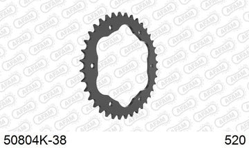 Ducati Panigale V4 / S / R 2019-2021 - AFAM Rear Sprocket, 520 conversion, Steel PCD4 - 38T, 112 links reqd, fits PCD4 - 50804K-38 - P3 Tuning