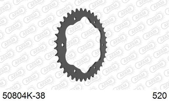 Ducati 1098 S 2007-2008 - AFAM Rear Sprocket, 520 conversion, Steel PCD3 - 38T (orig size), fits PCD3 - 50804K-38 - P3 Tuning