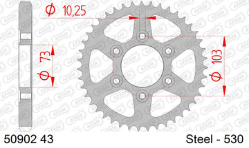Ducati Multistrada 1200 Enduro 2018-2018 - AFAM Rear Sprocket, 530 (OE Pitch), Steel - 43T (orig size), fits Enduro,Enduro Pro - 50902-43 - P3 Tuning