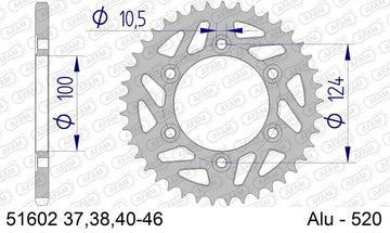 Ducati Monster 600 1994-1994 - AFAM Rear Sprocket, 520 (OE Pitch), Alu - 38T (orig size) - 51602-38 - P3 Tuning