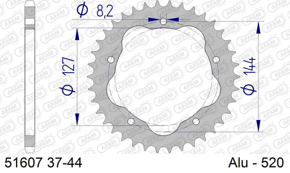 Ducati 848 2008-2010 - AFAM Rear Sprocket, 520 conversion, Alu PCD2 - 42T, 100 links reqd, fits PCD2 - 51607-42 - P3 Tuning