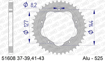Ducati Monster 1100 Evo 2011-2013 - AFAM Rear Sprocket, 525 conversion, Alu PCD2 - 42T, 106 links reqd, fits PCD2 - 51608-42 - P3 Tuning
