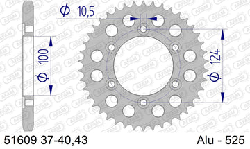 Ducati 996 ST4S 2001-2002 - AFAM Rear Sprocket, 525 (OE Pitch), Alu - 38T (orig size) - 51609-38 - P3 Tuning