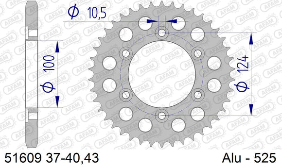 Ducati 996 ST4S ABS 2003-2005 - AFAM Rear Sprocket, 525 (OE Pitch), Alu - 38T (orig size) - 51609-38 - P3 Tuning