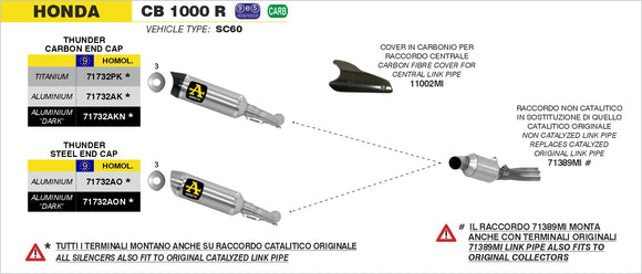 Honda CB 1000 R Thunder Approved titanium silencer with carby end cap