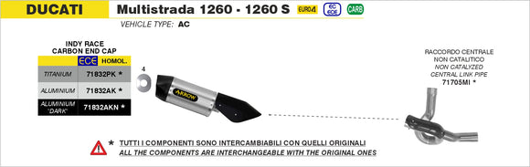 Ducati Multistrada 1260 / 1260 S Non catalized mid-pipe