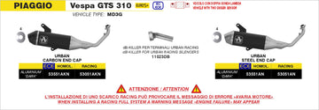 Piaggio VESPA GTS 310 all version Racing full system with Urban aluminium "Dark" silencer with carbon end cap - 0