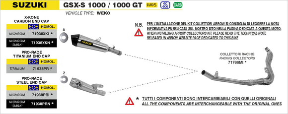 Suzuki GSX-S 1000 / 1000 GT Titanium Pro-Race silencer