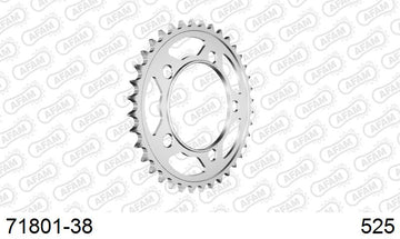 KTM RC8 (1190cc) 2008-2010 - AFAM Rear Sprocket, 525 (OE Pitch), Steel - 38T, 110 links reqd - 71801-38 - P3 Tuning