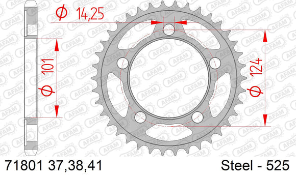 KTM 990 Super Duke 2006-2012 - AFAM Rear Sprocket, 525 (OE Pitch), Steel - 41T, 112 links reqd - 71801-41 - P3 Tuning