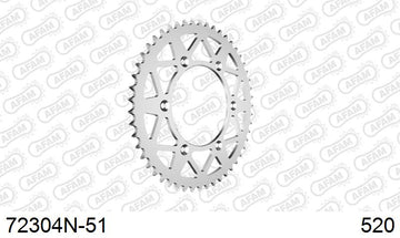 KTM 250 EXC 2007-2018 - AFAM Rear Sprocket, 520 (OE Pitch), Alu - 51T, 118 links reqd - 72304N-51 - P3 Tuning