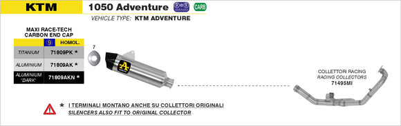 KTM 1050 Adventure collector with catalytic converter