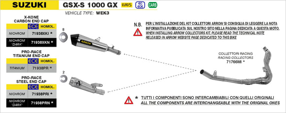 Suzuki GSX-S 1000 GX Pro-Race Nichrom "Dark" silencer