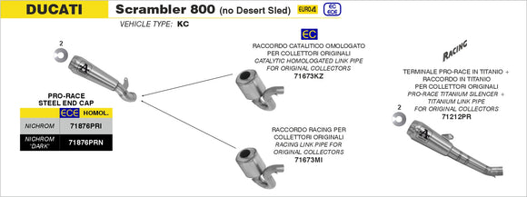 Ducati Scrambler 800 Cafè Racer Catalytic mid-pipe for stock collectors
