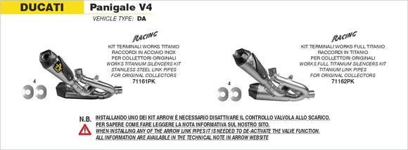 Ducati Panigale V4 Titanium Works silencers (right and left) with stainless steel link pipies