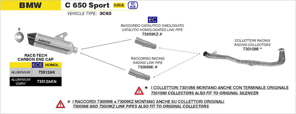 BMW C 650 Sport Catalytic homologated mid-pipe