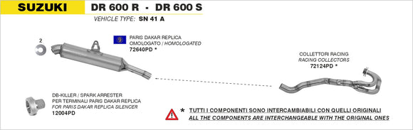 Suzuki DR 600 R/S dB-Killer Spark arrester per Paris-Dakar