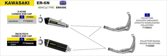 Kawasaki ER-6N Race-Tech carby silencer with carby end cap