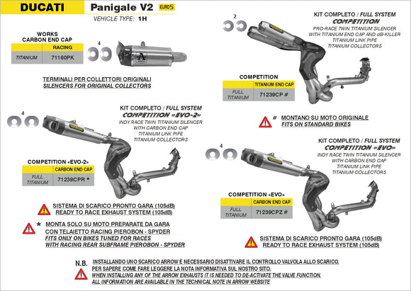 Ducati Panigale V2 COMPETITION "FULL TITANIUM" full system FIM approved (105dB)