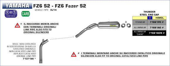 Yamaha FZ6 S2 / FZ6 FAZER S2 Non catalized mid-pipe