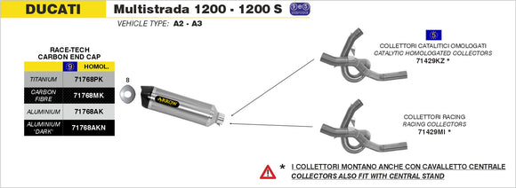 Ducati Multistrada 1200 / 1200S Race-Tech titanium silencer with carby end cap