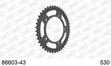 Triumph Daytona 955i 2002-2003 - AFAM Rear Sprocket, 530 (OE Pitch), Steel - 43T, 106 links reqd, fits DSSA - 86603-43 - P3 Tuning