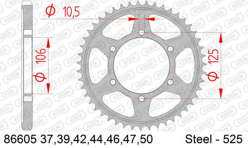 Triumph Bonneville Speedmaster (1200cc) 2019-2026 - AFAM Rear Sprocket, 525 (OE Pitch), Steel - 37T (orig size) - 86605-37 - P3 Tuning