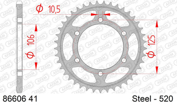 Triumph Bonneville T100 (900cc) 2017-2026 - AFAM Rear Sprocket, 520 (OE Pitch), Steel - 41T (orig size) - 86606-41 - P3 Tuning