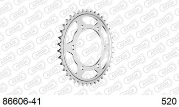 Triumph Street Twin / Street Cup (900cc) 2016-2022 - AFAM Rear Sprocket, 520 (OE Pitch), Steel - 41T (orig size), fits Street Twin - 86606-41 - P3 Tuning