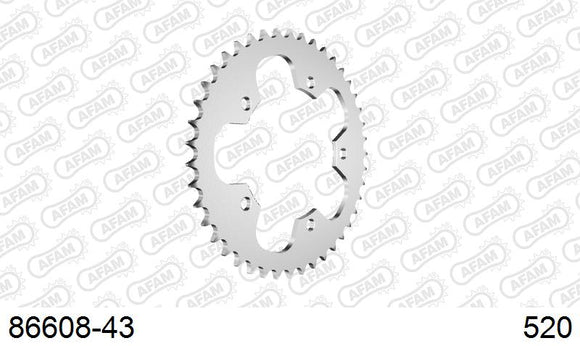 Triumph Thruxton 900 2015-2015 - AFAM Rear Sprocket, 520 (OE Pitch), Steel - 43T (orig size) - 86608-43 - P3 Tuning