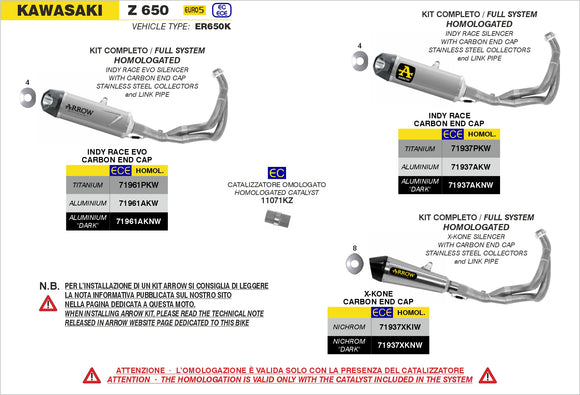 Kawasaki Z 650 Indy Race EVO aluminium full system with carby end cap